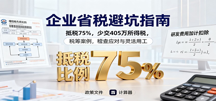 企业省税避坑指南:抵税75%,少交405万所得税,税筹案例,稽查应对与灵活用工-站长V课