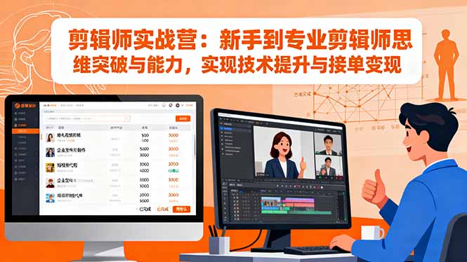 剪辑师实战营:新手到专业剪辑师思维突破与能力,实现技术提升与接单变现-站长V课