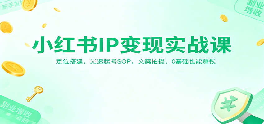 小红书IP变现实战课:定位搭建,光速起号SOP,文案拍摄,0基础也能赚钱-站长V课