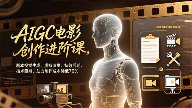 AIGC电影创作进阶课，剧本视觉生成、虚拟演员、特效后期，技术赋能，助力制作成本降低70%-站长V课