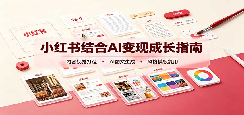小红书结合AI变现成长指南：账号精准定位，内容视觉打造，搭建可复制流量获客体系-站长V课