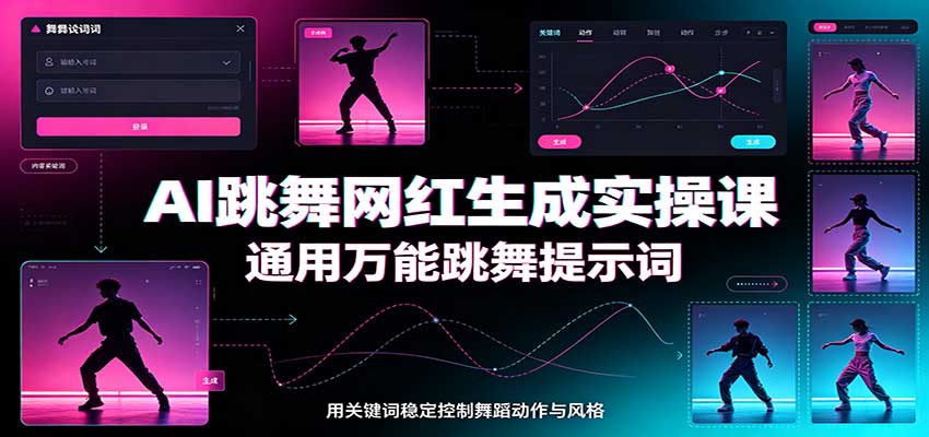 AI跳舞网红生成实操课:通用万能跳舞提示词,多模型适配,人物舞蹈视频制作全套教学-站长V课