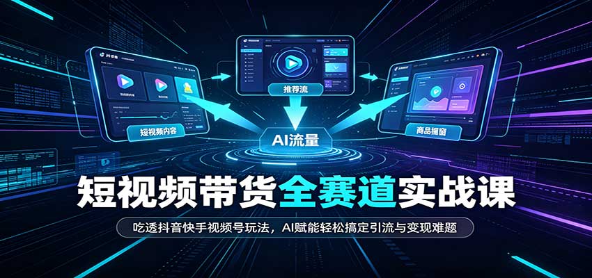 短视频带货全赛道：吃透抖音快手视频号玩法，AI赋能轻松搞定引流与变现难题-站长V课