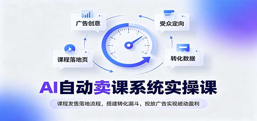 AI自动卖课系统实操课：课程发售落地流程，搭建转化漏斗，投放广告实现被动盈利-站长V课