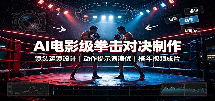 AI电影级拳击对决制作:镜头运镜设计,动作提示词调优,格斗视频成片-站长V课