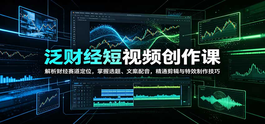 泛财经短视频创作课：解析财经赛道定位，掌握选题、文案配音，精通剪辑与特效制作技巧-站长V课