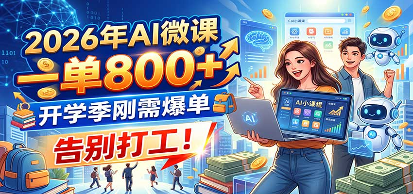 2026年AI微课，一单800+，开学季刚需爆单，告别打工！-站长V课