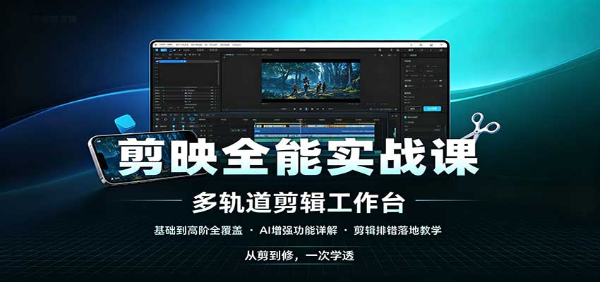 剪映全能实战课：基础到高阶全覆盖，AI增强功能，剪辑排错落地教学-站长V课