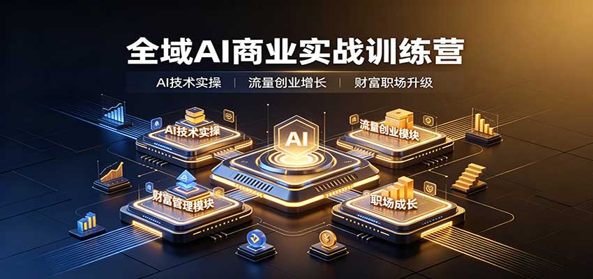 全域AI商业实战训练营：涵盖AI技术实操、流量创业、财富管理与职场成长全体系内容-站长V课