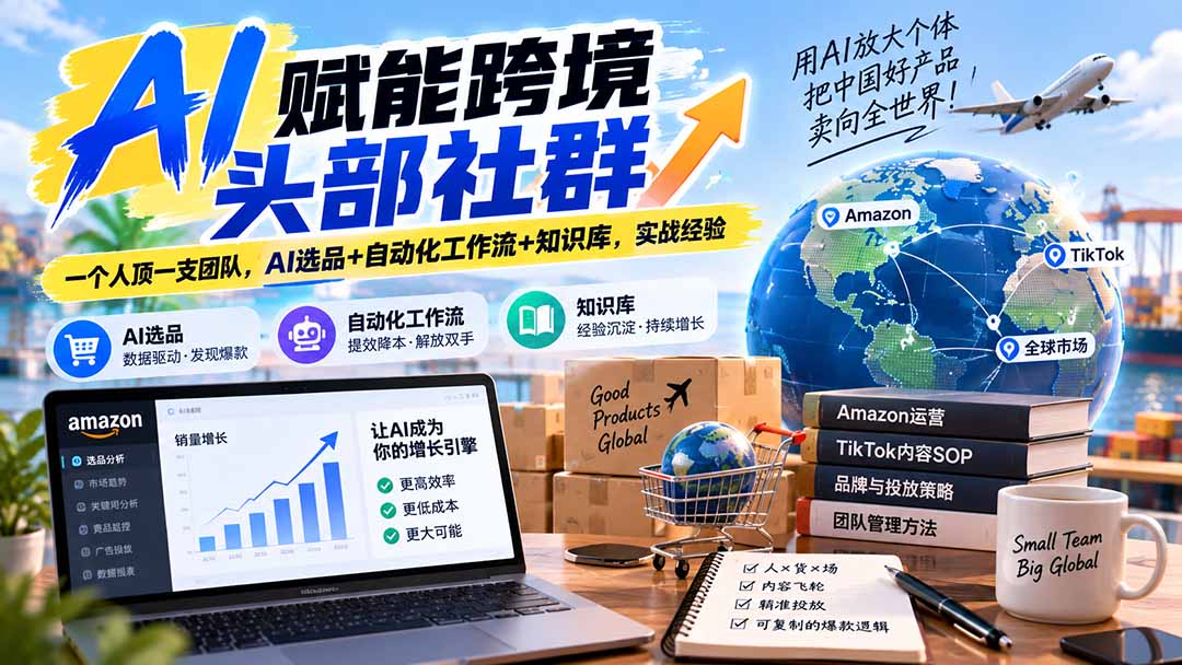 AI赋能跨境头部社群-更新9月:一个人顶一支团队,AI选品+自动化工作流+知识库,实战经验-站长V课