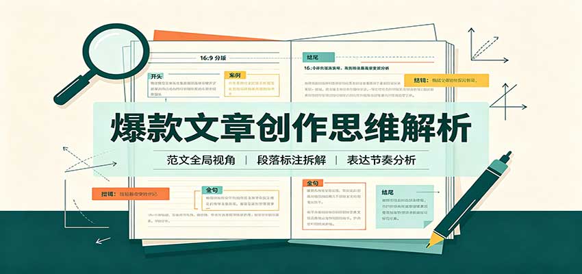 爆款文章创作思维解析：全局视角拆解范文，梳理行文逻辑，搭配真实拆文实操案例-站长V课