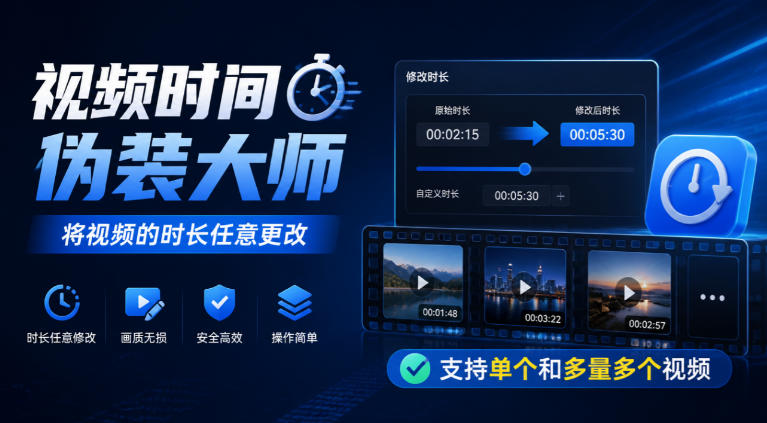 视频时间伪装大师,将视频的时长任意更改,支持单个和多量多个视频-站长V课