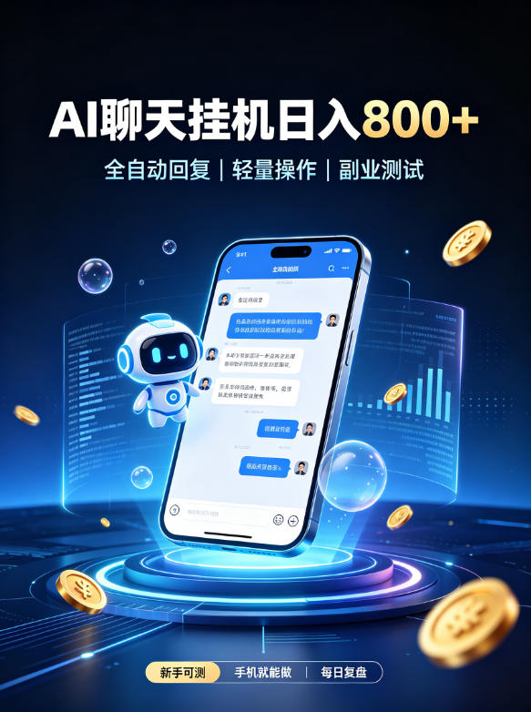 AI聊天挂G项目，日入800➕，全自动操作，适用个人副业，支持工作室矩阵操作【揭秘】-站长V课