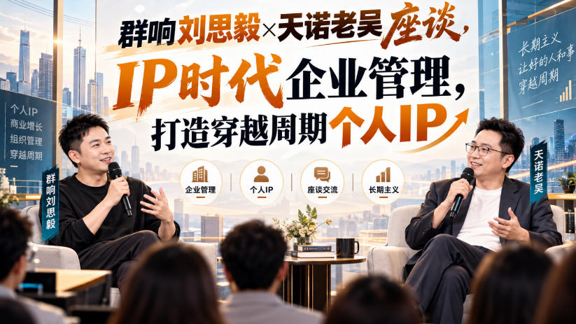 群响刘思毅×天诺老吴座谈,IP时代企业管理,打造穿越周期个人IP-站长V课