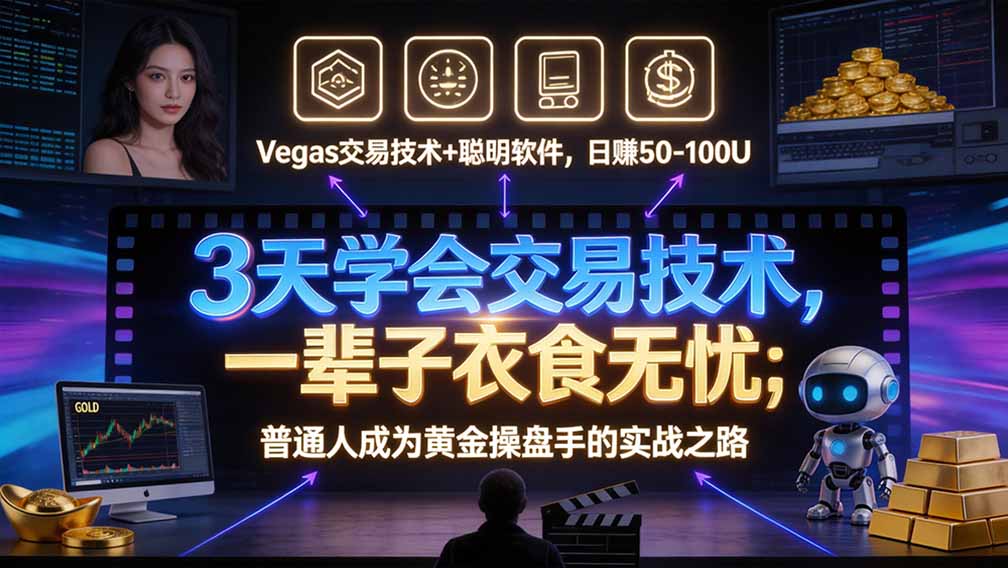 “顺势而为交易系统”3天学会交易技术，聪明软件辅助，小白也能看懂趋势交易，日入30-100U,长期稳定-站长V课