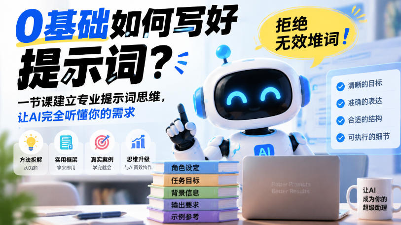 0基础如何写好提示词，拒绝无效堆词！一节课建立专业提示词思维，让AI完全听懂你的需求-站长V课