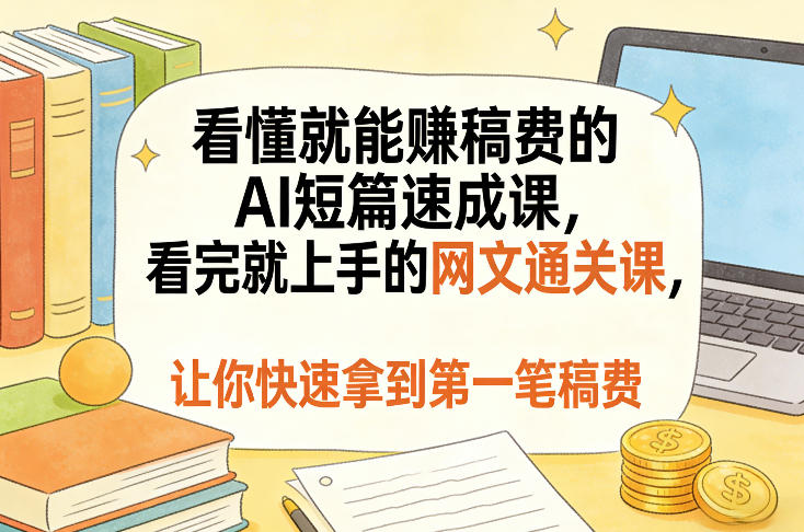 看懂就能賺稿费的AI短篇速成课，看完就上手的网文通关课，让你快速拿到第一笔稿费(更新1008)-站长V课