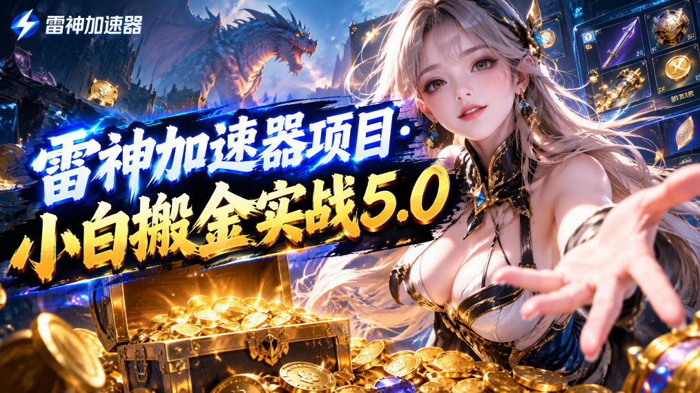 雷神加速器项目·小白搬金实战5.0，抖音W播100-150r，小白入局一天也能几十r-站长V课