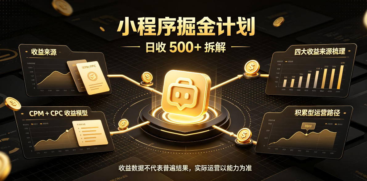 小程序推广计划，日收500+，腾讯官方打款，客户留存率高，收益长期稳定【揭秘】-站长V课