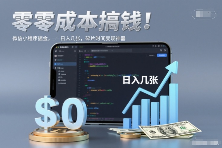零成本搞钱，微信小程序掘金，简单易操作，日入几张，碎片时间变现神器【揭秘】-站长V课