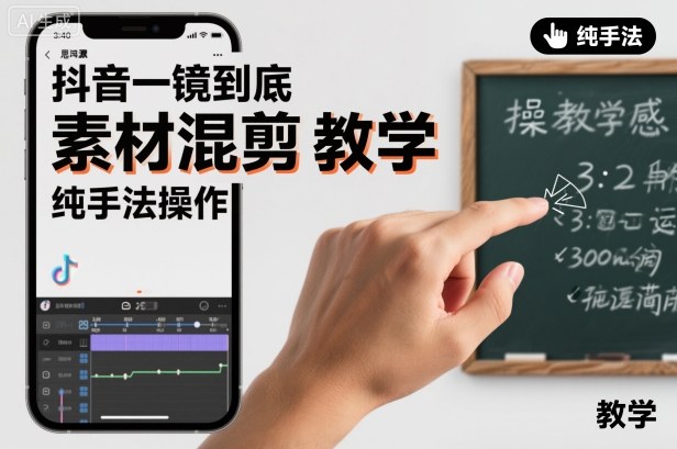 抖音一镜到底素材混剪教学,纯手法操作-站长V课