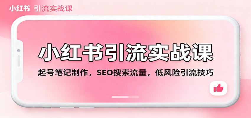 小红书引流实战课:起号笔记制作,SEO搜索流量,低风险引流技巧-站长V课