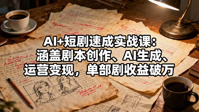 AI+短剧速成实战课：涵盖剧本创作、AI生成、运营变现，单部剧收益破万-站长V课