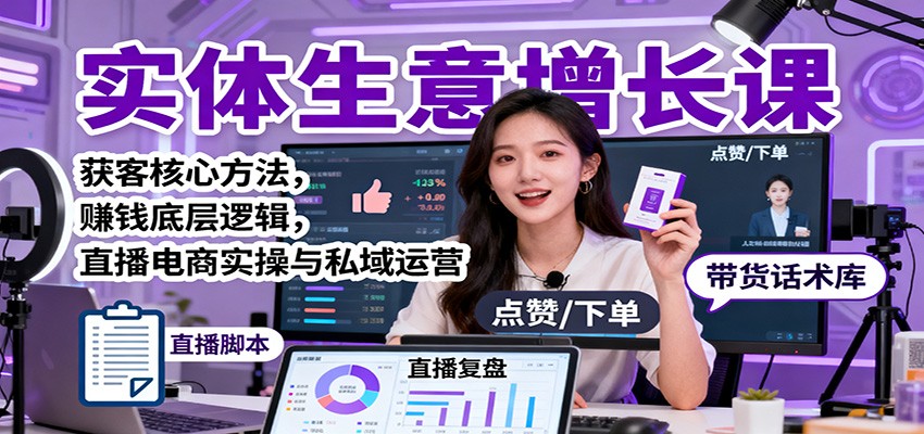 实体生意增长课:获客核心方法,赚钱底层逻辑,直播电商实操与私域运营-站长V课