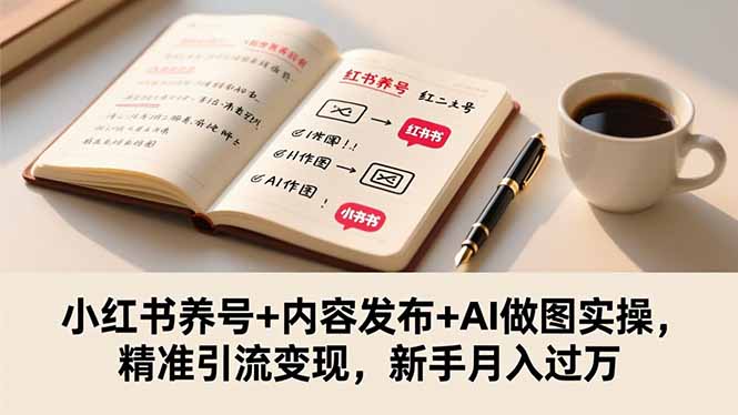 小红书养号+内容发布+AI做图实操,精准引流变现,新手月入过万-站长V课
