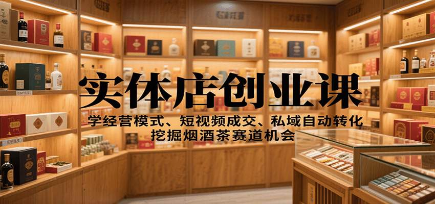 实体店创业课:学经营模式、短视频成交、私域自动转化,挖掘烟酒茶赛道机会-站长V课