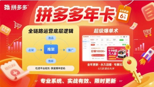拼多多年卡，拼多多全链路运营底层逻辑，超级爆单术【更新10月】-站长V课