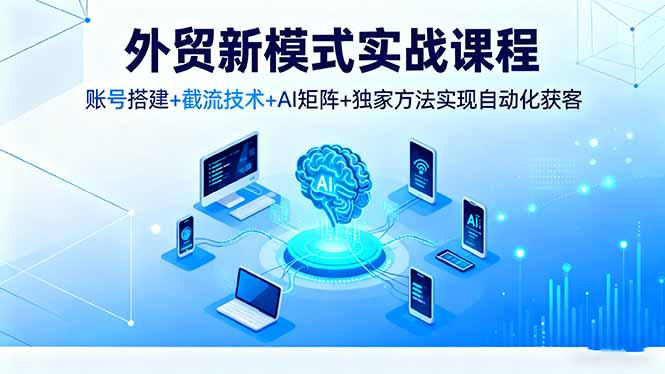 外贸新模式实战课程,账号搭建+截流技术+AI矩阵+独家方法实现自动化获客-站长V课