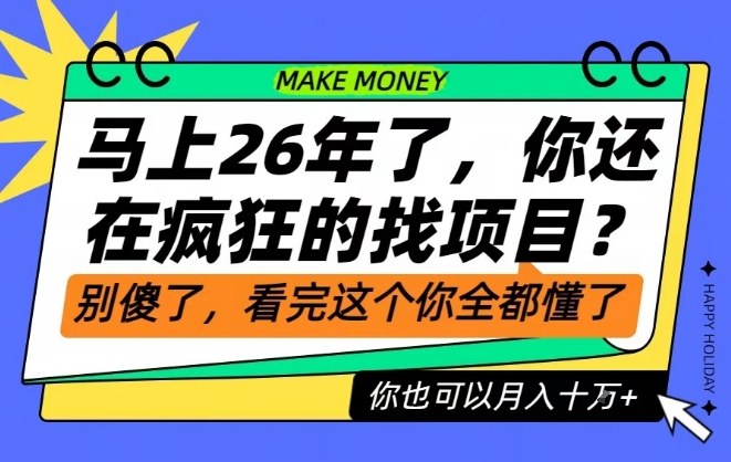26年了,不要再疯狂的找项目了,看完这个你也可以月入十个W【揭秘】-站长V课