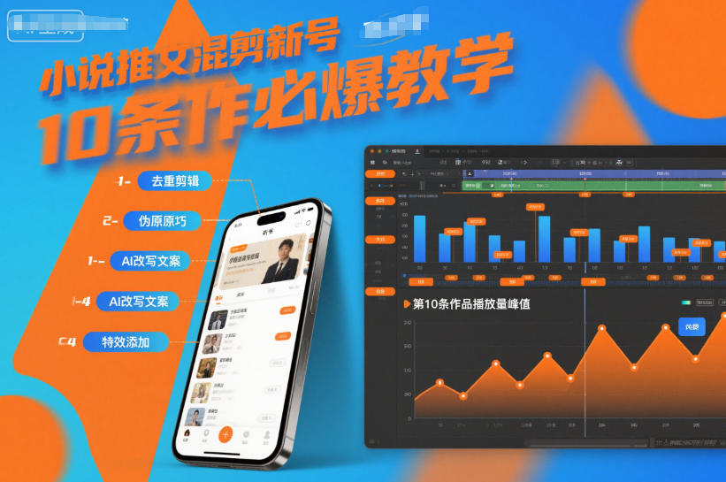 小说推文混剪新号10条必爆教学,伪原创10条作品必爆技巧