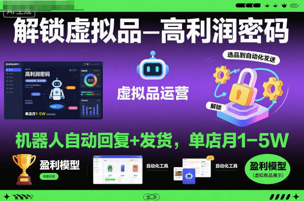 解锁虚拟品高利润密码:机器人自动回复+发货,单店月1-5W【揭秘】-站长V课