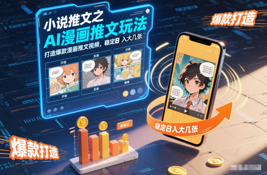 小说推文之AI漫画推文玩法，打造爆款漫画推文视频，稳定日入大几张