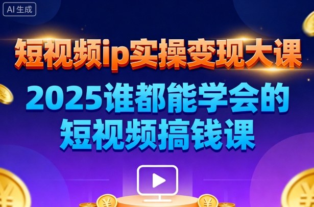 短视频ip实操变现大课,7月26-27日广州站线下课,2025谁都能学会的短视频搞钱课