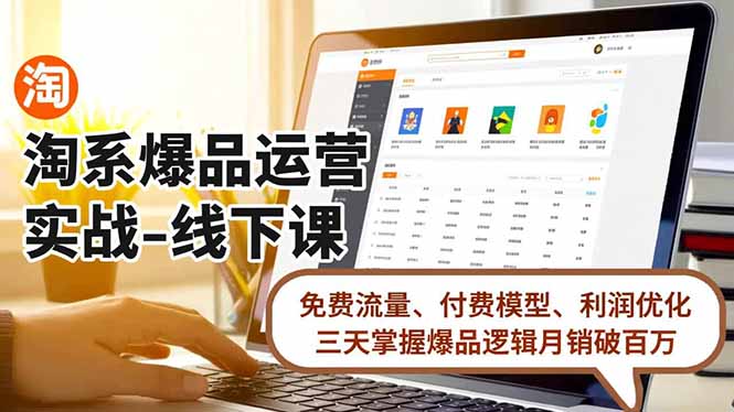 淘系爆品运营实战-线下课，免费流量、付费模型、利润优化，三天掌握爆品逻辑月销破百万-站长V课