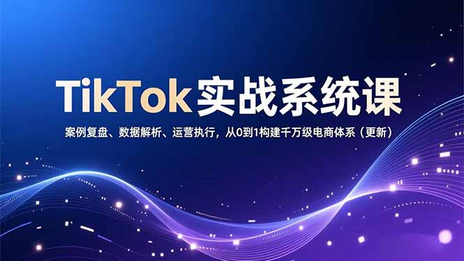 TikTok实战系统课，案例复盘、数据解析、运营执行，从0到1构建千万级电商体系(更新-站长V课