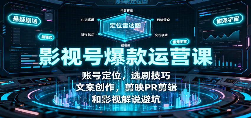 影视号爆款运营课:账号定位,选剧技巧,文案创作,剪映PR剪辑和影视解说避坑-站长V课
