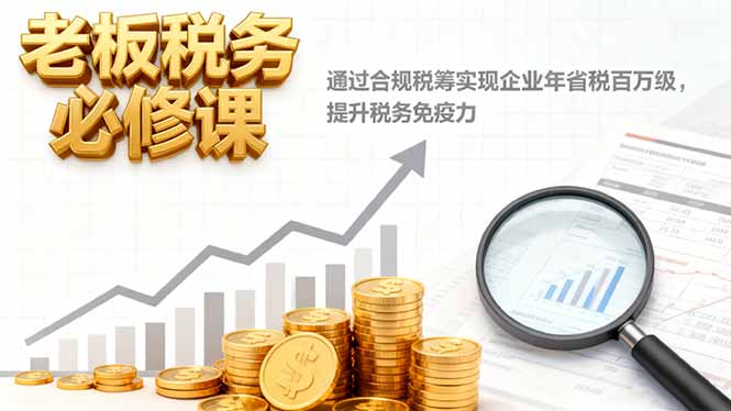 老板税务必修课，通过合规税筹实现企业年省税百万级，提升税务免疫力-站长V课
