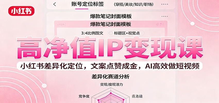 高净值IP变现课:小红书差异化定位,文案点赞成金, AI高效做短视频-站长V课