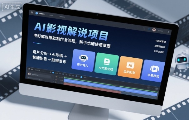 AI影视解说项目,电影解说爆款制作全流程,新手也能快速掌握-站长V课