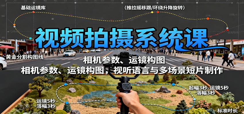 视频拍摄系统课：相机参数、运镜构图，视听语言与多场景短片制作-站长V课
