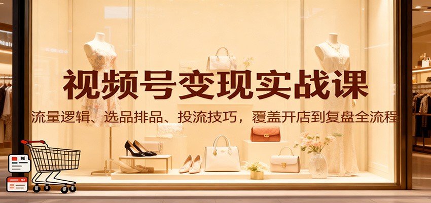 视频号变现实战课:流量逻辑、选品排品、投流技巧,覆盖开店到复盘全流程-站长V课