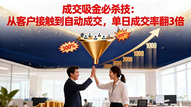 吸金成交营销必杀技:从客户接触到自动成交,单日成交率翻3倍-站长V课