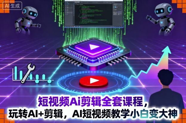 短视频Ai剪辑全套课程，玩转AI+剪辑，AI短视频教学小白变大神