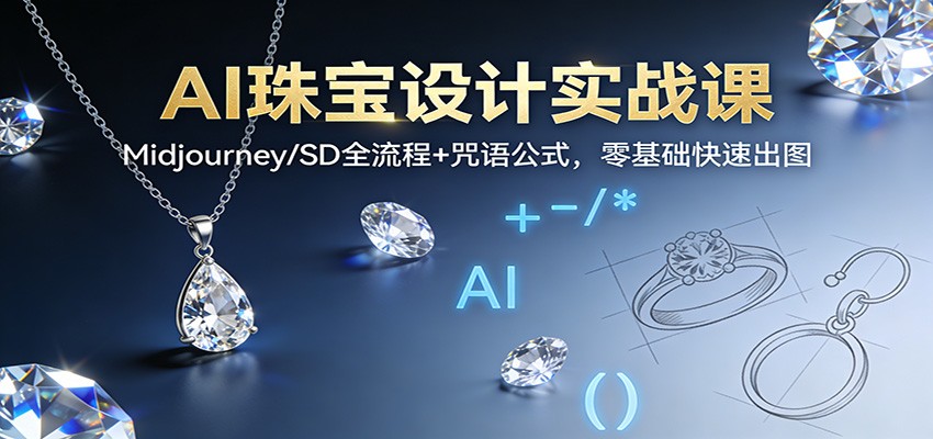 AI珠宝设计实战课:Midjourney/SD全流程+咒语公式,零基础快速出图-站长V课
