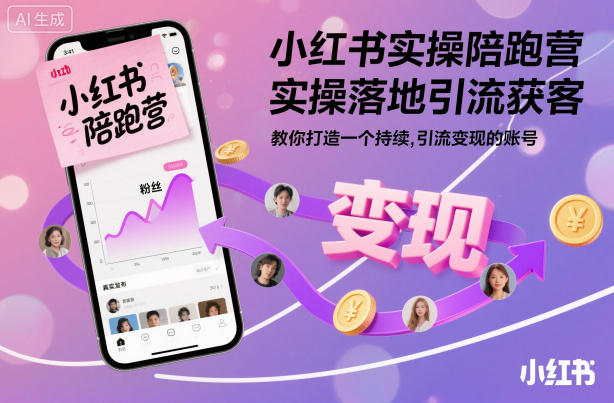 小红书实操陪跑营,实操落地引流获客,教你打造一个持续引流变现的账号-站长V课