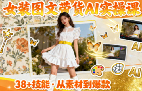 女装图文带货的AI实操课,覆盖38个实用技能,快速提升素材制作效率-站长V课
